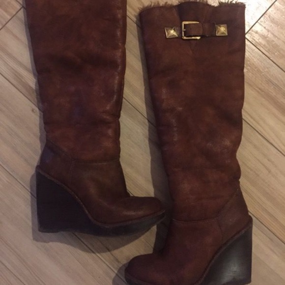 Michael Kors Suede/fur wedge boots - Picture 1 of 5